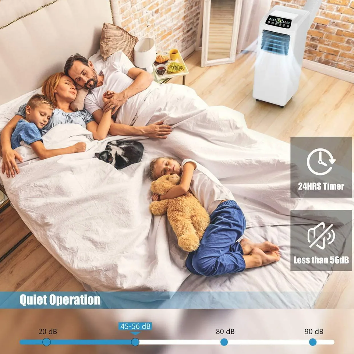 Air Conditioner Portable 9000BTU, 3-in-1 Floor AC Unit with Dehumidifier & Fan Modes