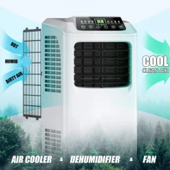 Air Conditioner Portable 9000BTU, 3-in-1 Floor AC Unit with Dehumidifier & Fan Modes