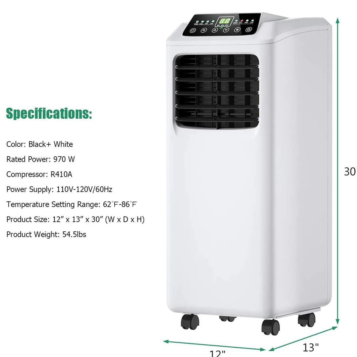 Air Conditioner Portable 9000BTU, 3-in-1 Floor AC Unit with Dehumidifier & Fan Modes