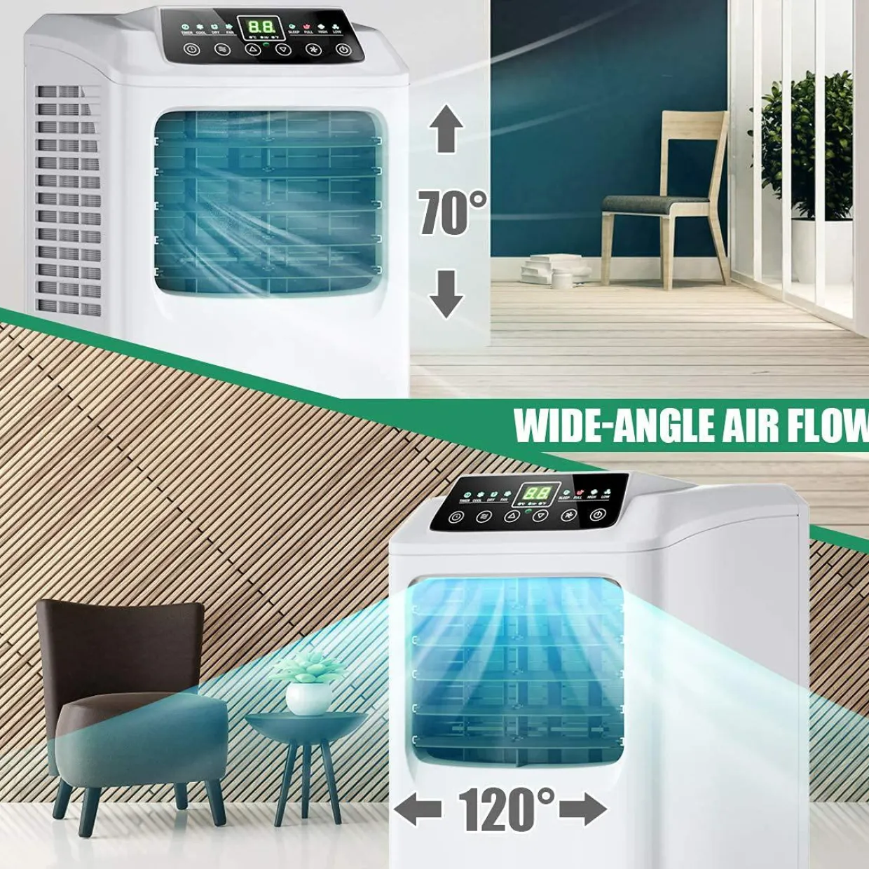 Air Conditioner Portable 9000BTU, 3-in-1 Floor AC Unit with Dehumidifier & Fan Modes