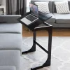 Bamboo TV Tray Sofa Side Table, 7 Angles Adjustable Couch Table