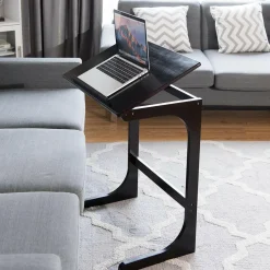Bamboo TV Tray Sofa Side Table, 7 Angles Adjustable Couch Table