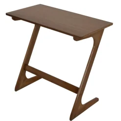 Bamboo TV Tray Sofa Side Table, Z-Shaped Couch Table with 29.5'' x 16'' Tabletop