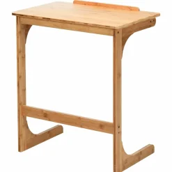 Bamboo TV Tray Sofa Side Table, 7 Angles Adjustable Couch Table