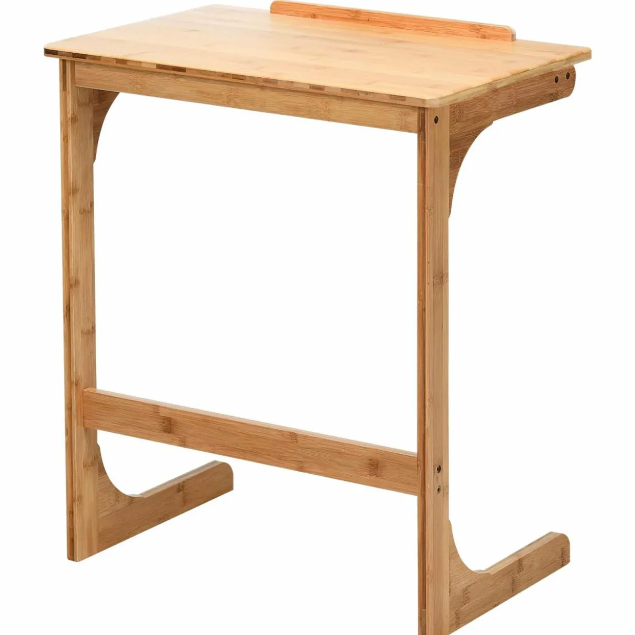 Bamboo TV Tray Sofa Side Table, 7 Angles Adjustable Couch Table