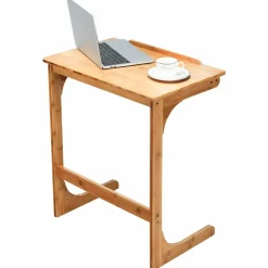 Bamboo TV Tray Sofa Side Table, 7 Angles Adjustable Couch Table