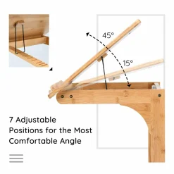 Bamboo TV Tray Sofa Side Table, 7 Angles Adjustable Couch Table