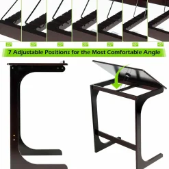 Bamboo TV Tray Sofa Side Table, 7 Angles Adjustable Couch Table