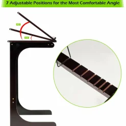 Bamboo TV Tray Sofa Side Table, 7 Angles Adjustable Couch Table