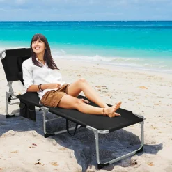Beach Chaise Lounge Chair with Hole for Face,  for Outdoor Backyard Poolside