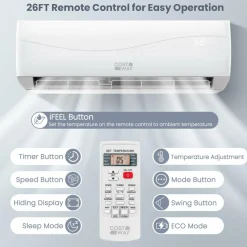 12000 BTU, 20 SEER2, Mini Split Air Conditioner Pre-Charged Inverter Heat Pump System