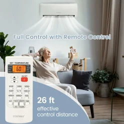 12,000 BTU Mini Split Air Conditioner, with Heat Pump, 21 SEER2 Inverter, Energy Star, 24H Timer, Auto Clean