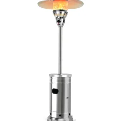 48,000 BTU Outdoor Patio Heater with Wheels, Stainless Steel Propane Heater with Tip-Over & Flameout Protection