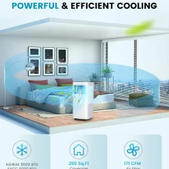 8000 BTU Portable Air Conditioner, 3 in 1 AC Cooling Unit with Remote Control, Dehumidifier, Sleep Mode