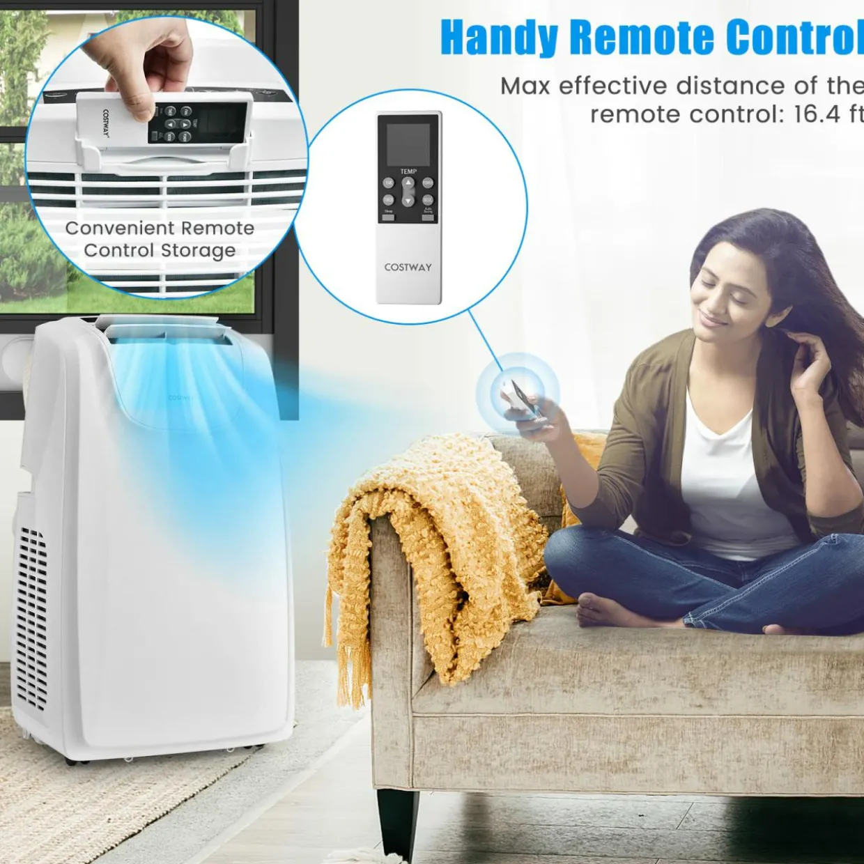 12000 BTU Portable Air Conditioner, with Dual Hose, Remote Control