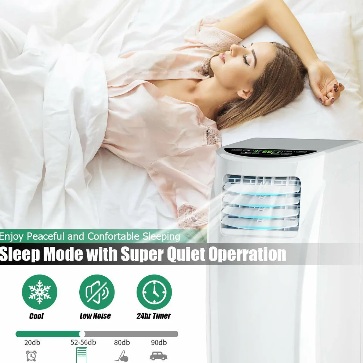 8000 BTU Portable Air Conditioner, 3-in-1 Air Cooler w/Built-in Dehumidifier, Fan Mode