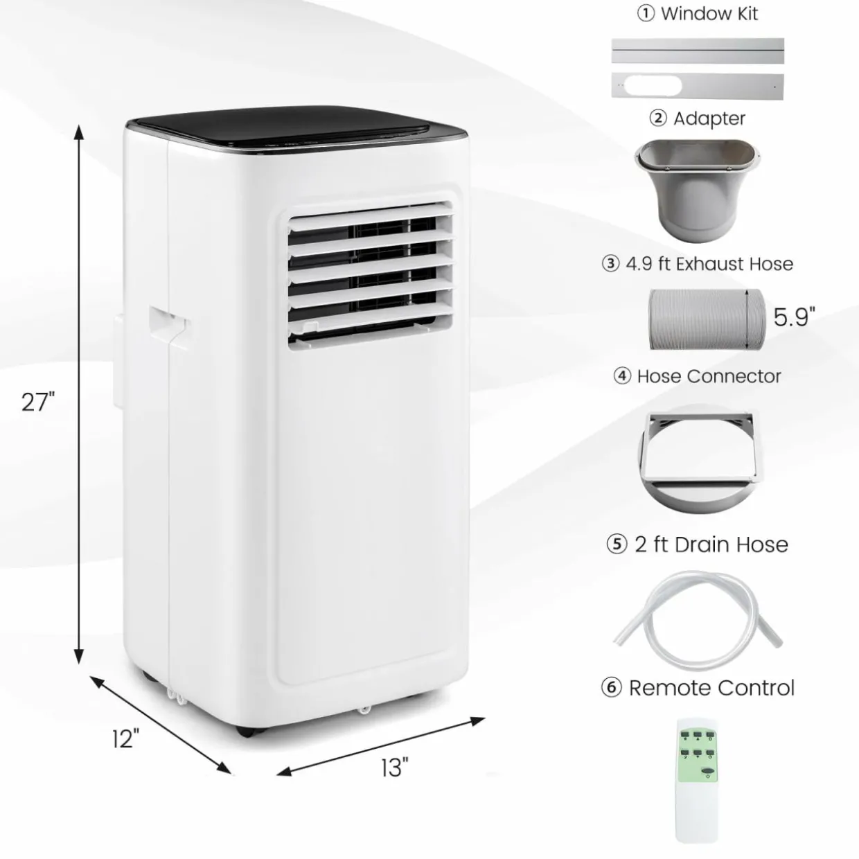 9000 BTU Portable Air Conditioner, 3-in-1 AC Cooling Unit with Remote Control, Dehumidifier, 24H Timer