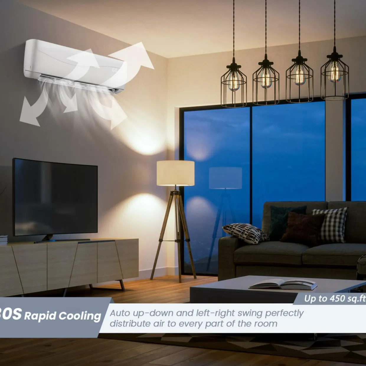 9000BTU Split Air Conditioner & Heater, 17 SEER2 208V-230V Energy Efficient Wall Mount AC Unit w/Heat Pump, Inverter System