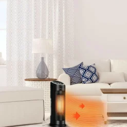 Ceramic Space Heater, Oscillating Tower Heater, Portable Infrared Heater Fan Indoor Use with Remote