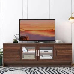 Classical TV Stand for TVs up to 70 Inches Flat Screen, Modern TV Cabinet w/Cable Management