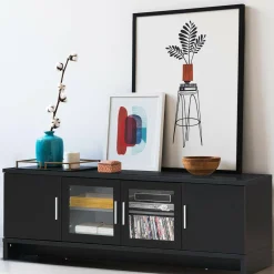 Classical TV Stand for TVs up to 70 Inches Flat Screen, Modern TV Cabinet w/Cable Management
