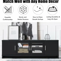 Classical TV Stand for TVs up to 70 Inches Flat Screen, Modern TV Cabinet w/Cable Management