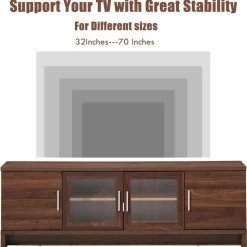 Classical TV Stand for TVs up to 70 Inches Flat Screen, Modern TV Cabinet w/Cable Management