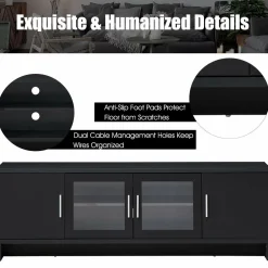 Classical TV Stand for TVs up to 70 Inches Flat Screen, Modern TV Cabinet w/Cable Management