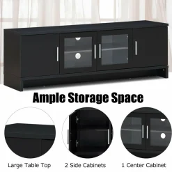 Classical TV Stand for TVs up to 70 Inches Flat Screen, Modern TV Cabinet w/Cable Management