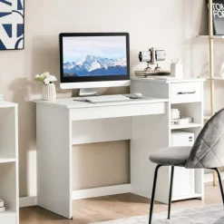 Compact Computer Desk, Perfect Small Desk for Samll Space, Modern Simple Wooden Study Desk Writing Desk