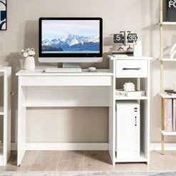 Compact Computer Desk, Perfect Small Desk for Samll Space, Modern Simple Wooden Study Desk Writing Desk