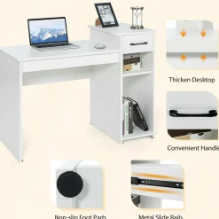 Compact Computer Desk, Perfect Small Desk for Samll Space, Modern Simple Wooden Study Desk Writing Desk