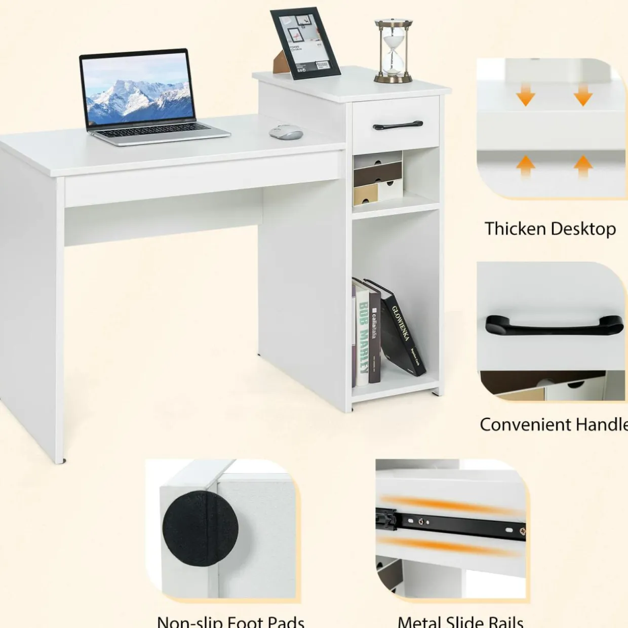 Compact Computer Desk, Perfect Small Desk for Samll Space, Modern Simple Wooden Study Desk Writing Desk