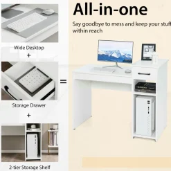 Compact Computer Desk, Perfect Small Desk for Samll Space, Modern Simple Wooden Study Desk Writing Desk