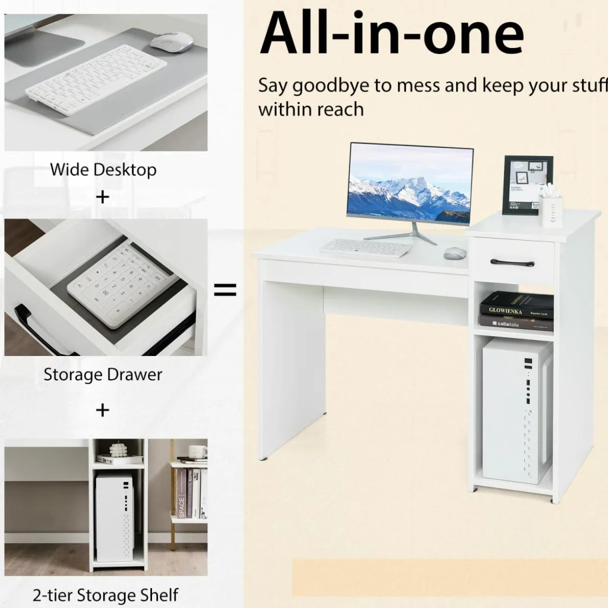 Compact Computer Desk, Perfect Small Desk for Samll Space, Modern Simple Wooden Study Desk Writing Desk