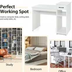 Compact Computer Desk, Perfect Small Desk for Samll Space, Modern Simple Wooden Study Desk Writing Desk