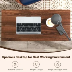 Computer Desk with 3 Drawers, Wooden Home Office Desk PC Laptop Notebook Desk, Compact Study Desk Writing Desk