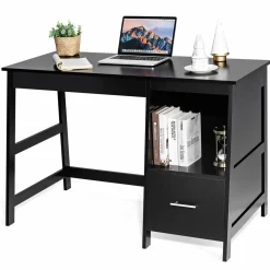 47.5" Computer Desk with 2 Storage Drawers, Small Computer Table Study Writing Desk