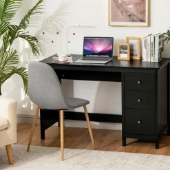 Computer Desk with 3 Storage Drawers, Modern Home Office Desk w/Spacious Desktop