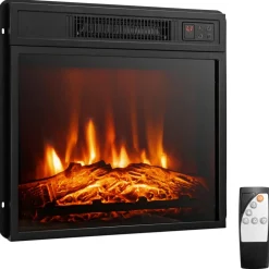 18" Electric Fireplace Heater, Freestanding & Recessed 1400 W Electric Stove Heater