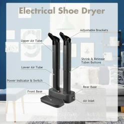 Electric Shoe Dryer, Double Free-Retractable Drying Tubes for Shoe, Boot, Glove