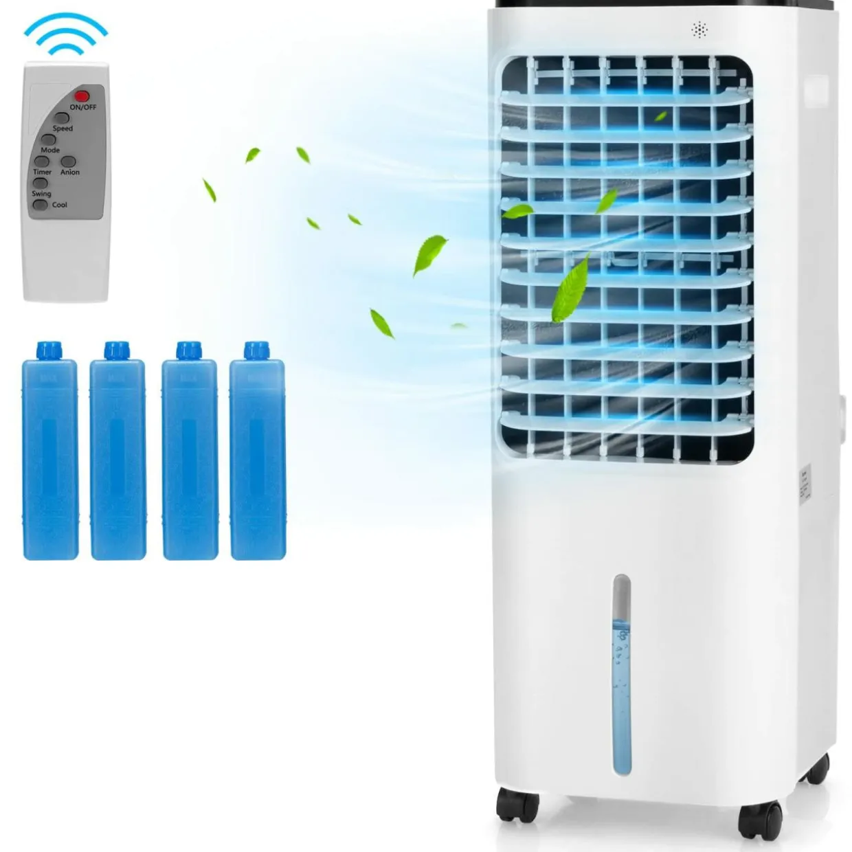 Evaporative Air Cooler, 4-In-1 Bladeless Swamp Cooler with Remote Control