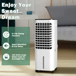 Evaporative Air Cooler, 4-In-1 Bladeless Swamp Cooler with Remote Control