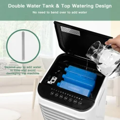 Evaporative Air Cooler, 4-In-1 Bladeless Swamp Cooler with Remote Control