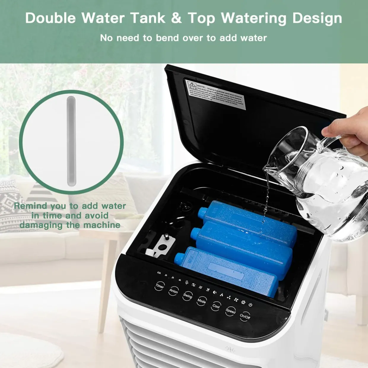 Evaporative Air Cooler, 4-In-1 Bladeless Swamp Cooler with Remote Control