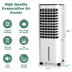 Evaporative Air Cooler, 4-In-1 Bladeless Swamp Cooler with Remote Control
