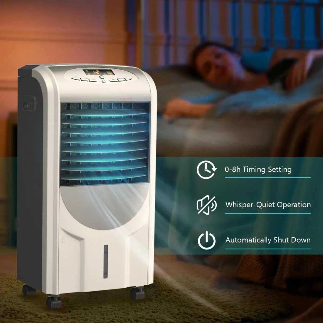 Evaporative Cooler and Heater, Portable Cooling Fan with Remote Control, 3-Mode, 3-Speed and Timer Function