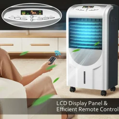 Evaporative Cooler and Heater, Portable Cooling Fan with Remote Control, 3-Mode, 3-Speed and Timer Function