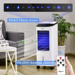Evaporative Cooler, Portable Air Cooler with LED Display, Remote Control