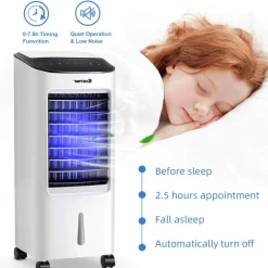 Evaporative Cooler, Portable Air Cooler with LED Display, Remote Control